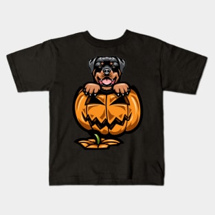 Halloween Rottweiler Pumpkin Kids T-Shirt